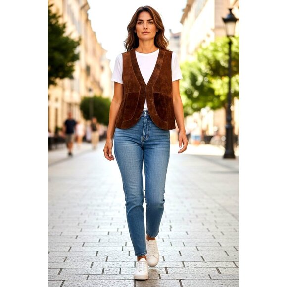 n/a Jackets & Blazers - Vintage Brown Genuine Leather Vest size 7